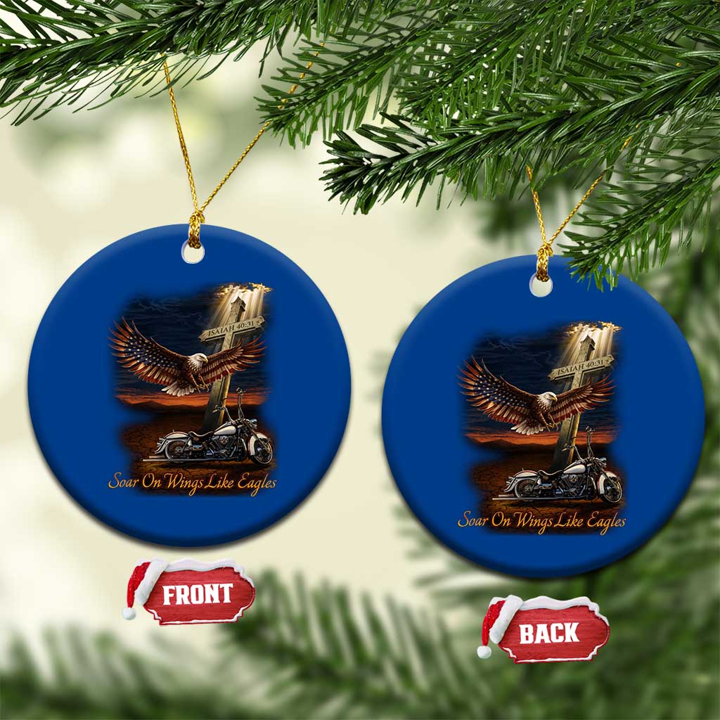Soar On Wings Like Eagles Christian Ceramic Ornament Isaiah 40:31 Bible Verse Faith Motorcycle