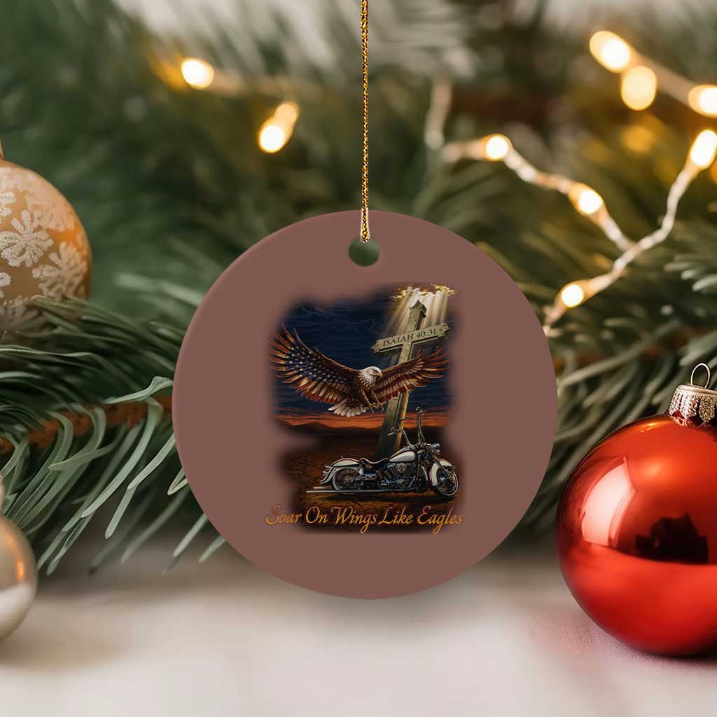 Soar On Wings Like Eagles Christian Ceramic Ornament Isaiah 40:31 Bible Verse Faith Motorcycle