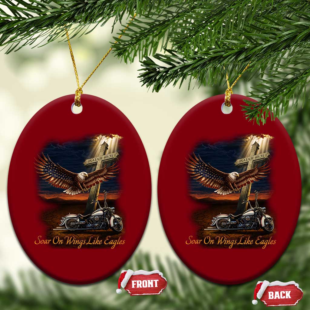 Soar On Wings Like Eagles Christian Ceramic Ornament Isaiah 40:31 Bible Verse Faith Motorcycle