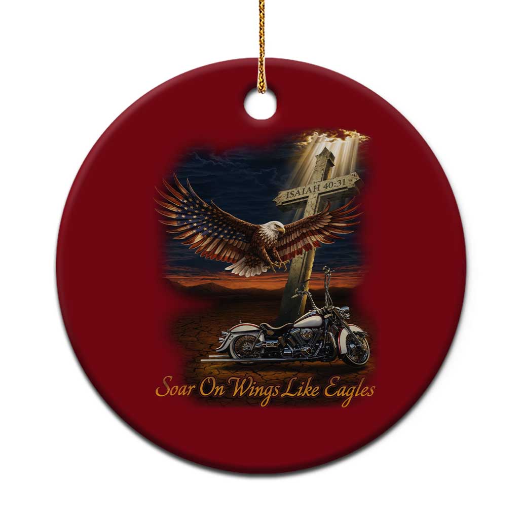 Soar On Wings Like Eagles Christian Ceramic Ornament Isaiah 40:31 Bible Verse Faith Motorcycle