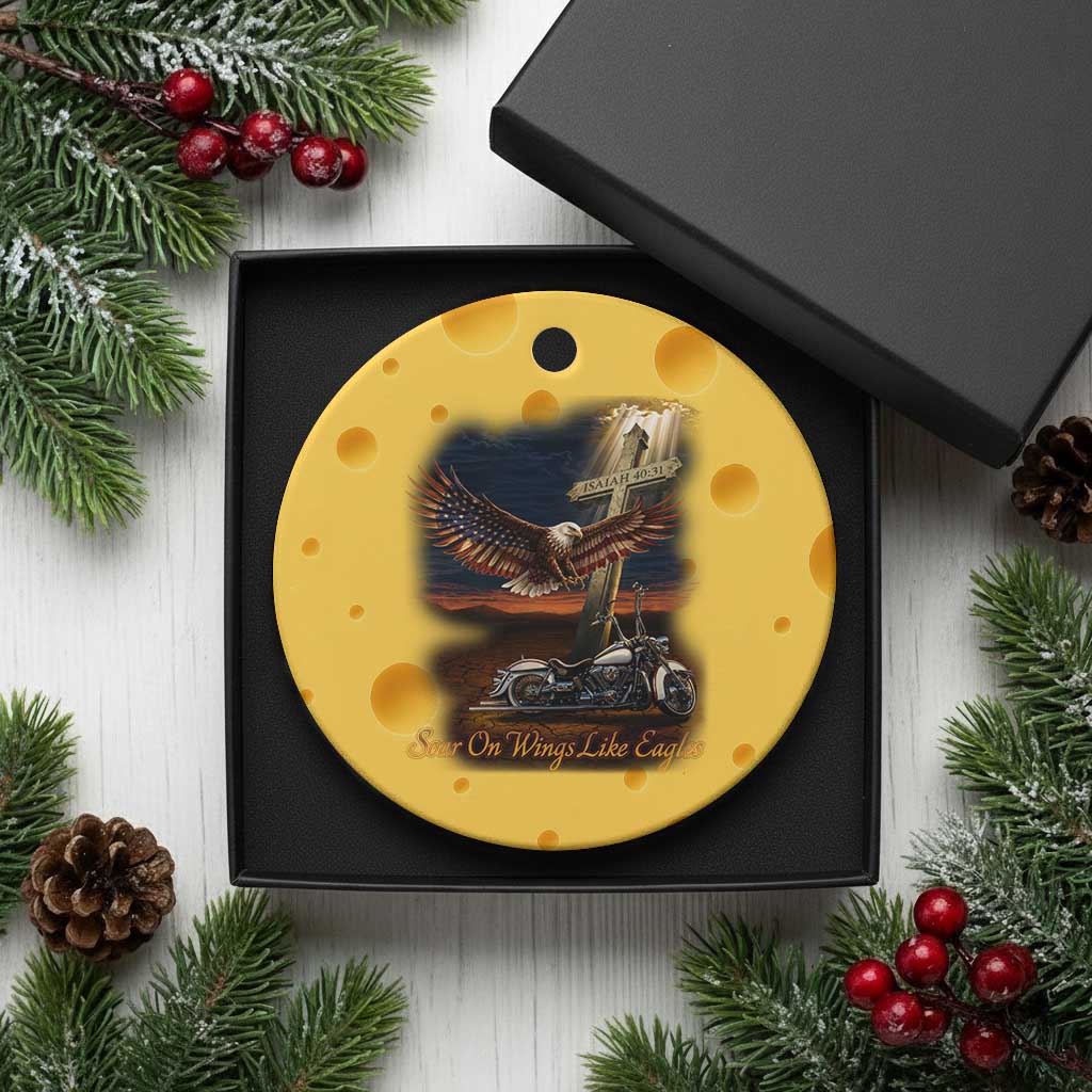 Soar On Wings Like Eagles Christian Ceramic Ornament Isaiah 40:31 Bible Verse Faith Motorcycle