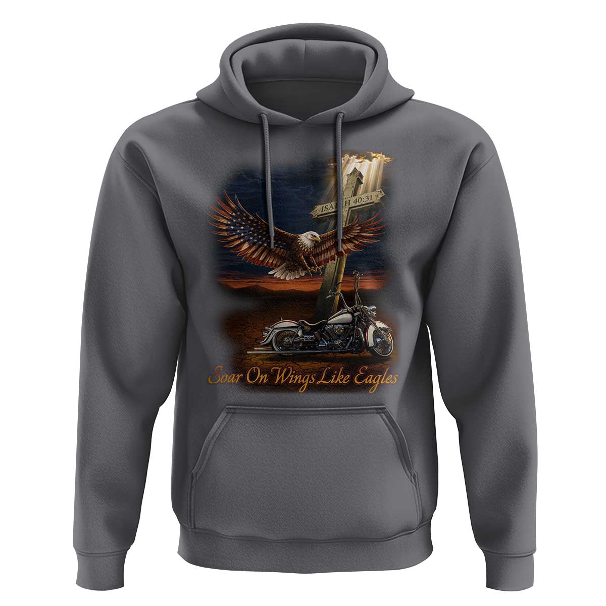 Soar On Wings Like Eagles Christian Hoodie Isaiah 40:31 Bible Verse Faith Motorcycle