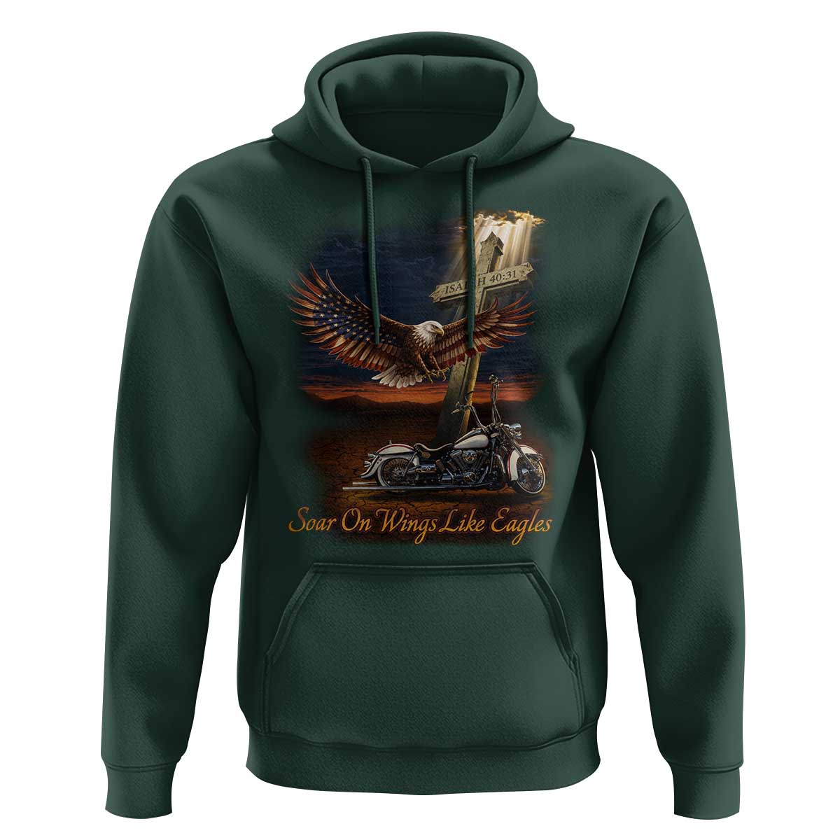 Soar On Wings Like Eagles Christian Hoodie Isaiah 40:31 Bible Verse Faith Motorcycle