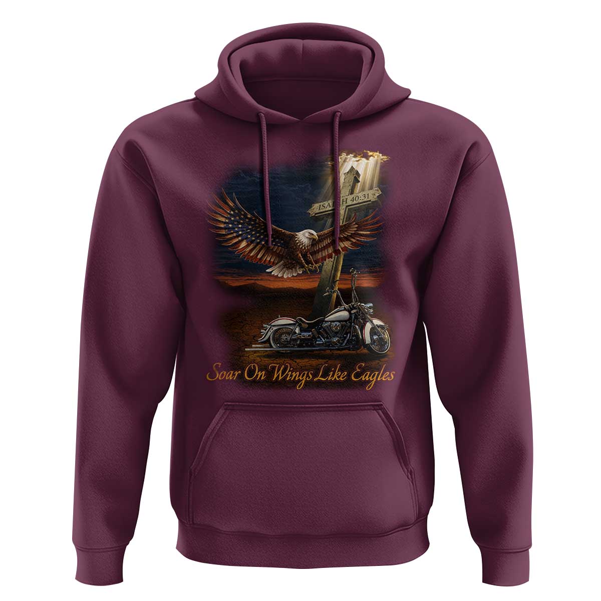 Soar On Wings Like Eagles Christian Hoodie Isaiah 40:31 Bible Verse Faith Motorcycle
