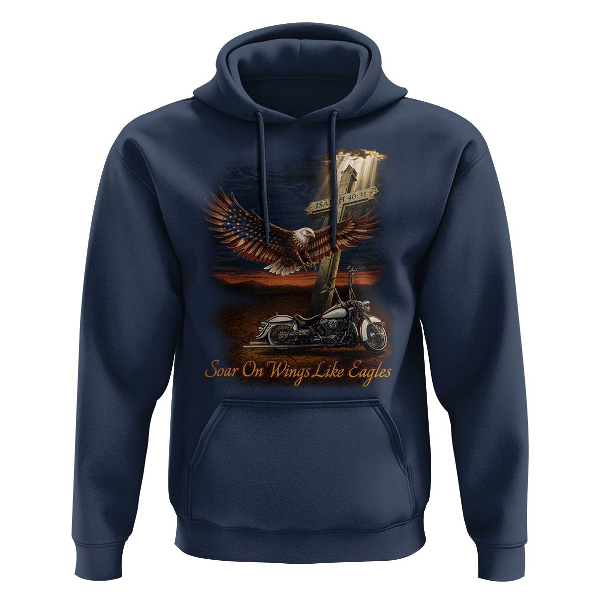 Soar On Wings Like Eagles Christian Hoodie Isaiah 40:31 Bible Verse Faith Motorcycle
