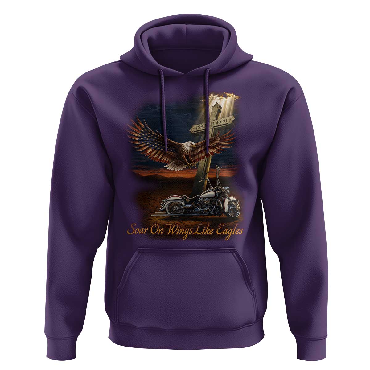Soar On Wings Like Eagles Christian Hoodie Isaiah 40:31 Bible Verse Faith Motorcycle
