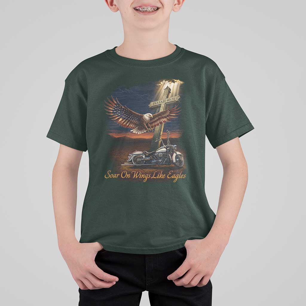 Soar On Wings Like Eagles Christian T Shirt For Kid Isaiah 40:31 Bible Verse Faith Motorcycle
