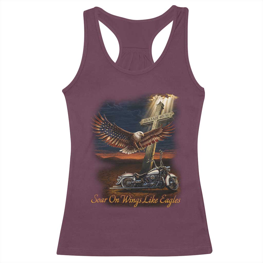 Soar On Wings Like Eagles Christian Racerback Tank Top Isaiah 40:31 Bible Verse Faith Motorcycle