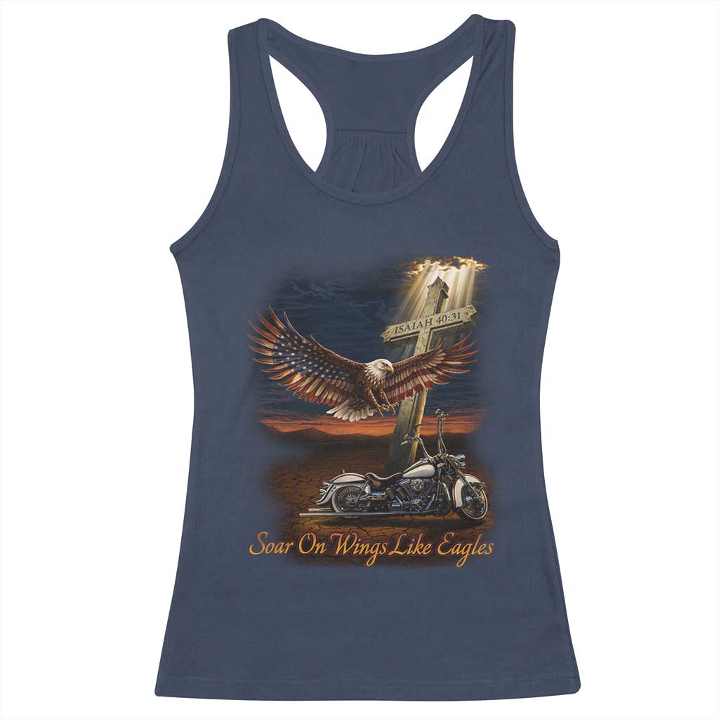 Soar On Wings Like Eagles Christian Racerback Tank Top Isaiah 40:31 Bible Verse Faith Motorcycle