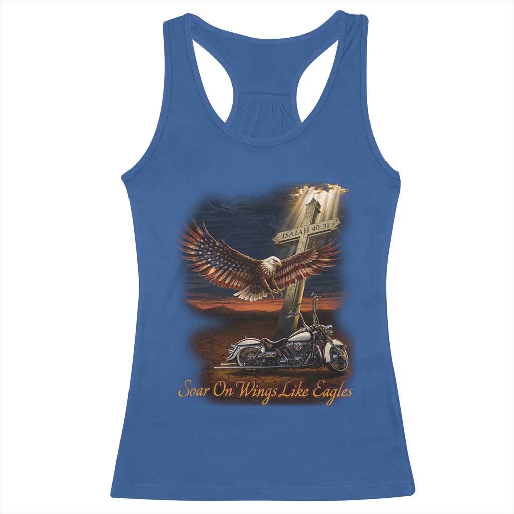 Soar On Wings Like Eagles Christian Racerback Tank Top Isaiah 40:31 Bible Verse Faith Motorcycle