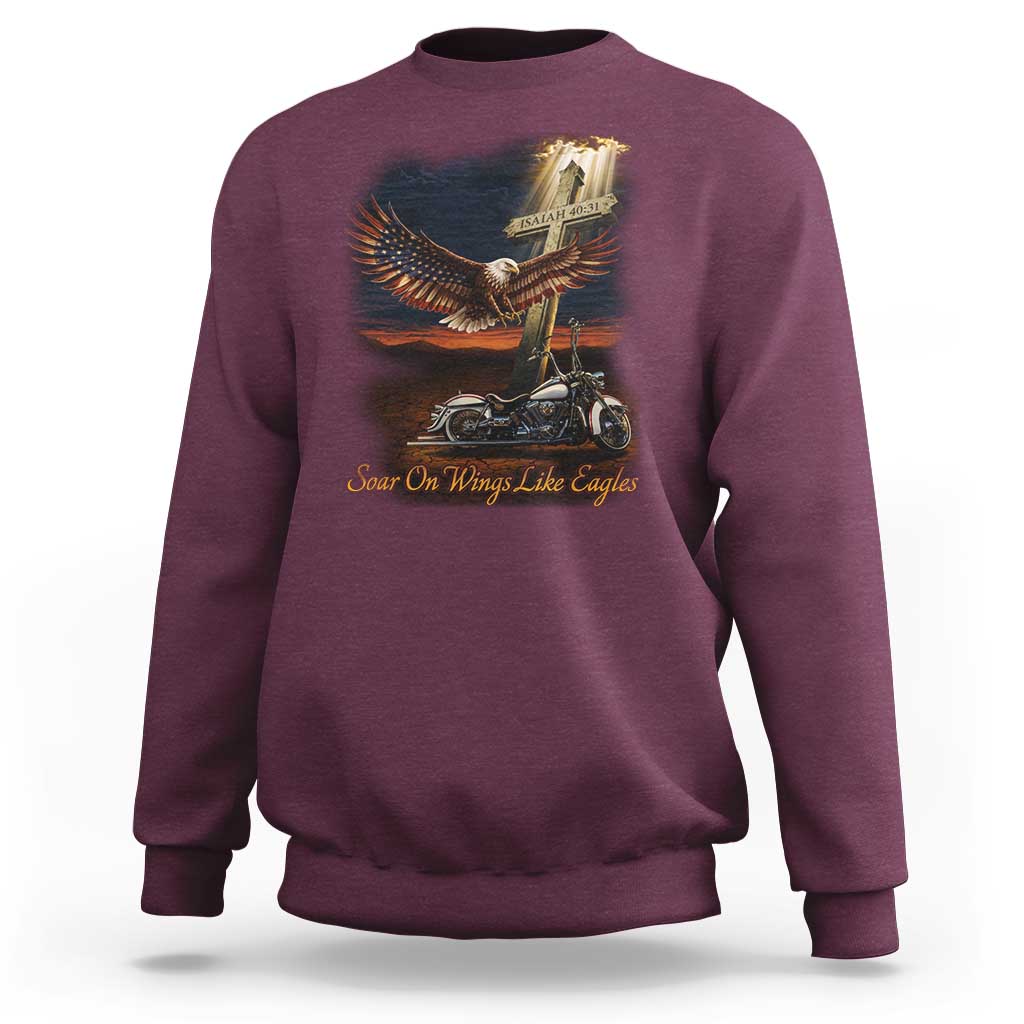 Soar On Wings Like Eagles Christian Sweatshirt Isaiah 40:31 Bible Verse Faith Motorcycle