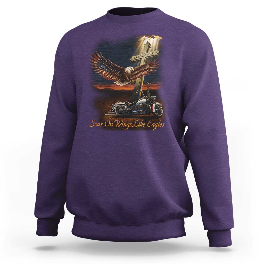 Soar On Wings Like Eagles Christian Sweatshirt Isaiah 40:31 Bible Verse Faith Motorcycle