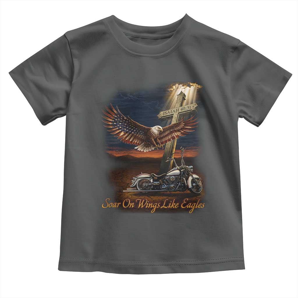 Soar On Wings Like Eagles Christian Toddler T Shirt Isaiah 40:31 Bible Verse Faith Motorcycle