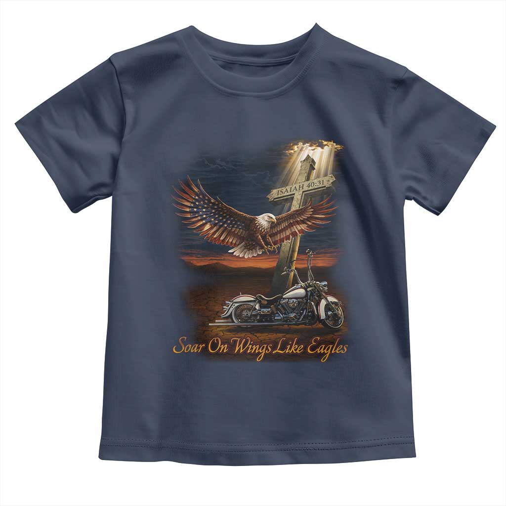 Soar On Wings Like Eagles Christian Toddler T Shirt Isaiah 40:31 Bible Verse Faith Motorcycle
