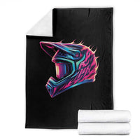 Motocross Helmet Neon Flame Graphic Dirt Bike Racing Throw Blanket