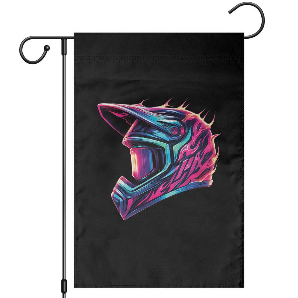 Motocross Helmet Neon Flame Graphic Dirt Bike Racing Garden Flag