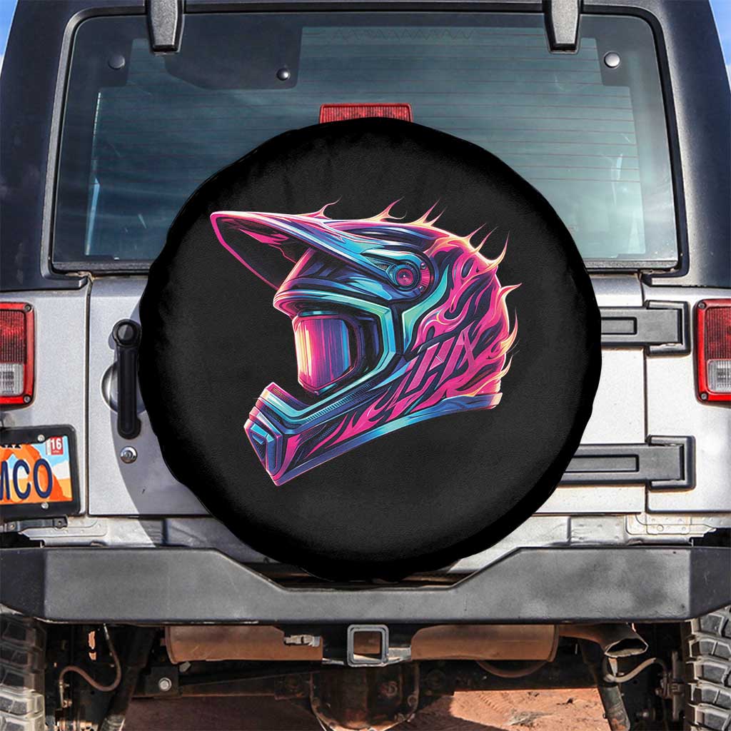 Motocross Helmet Neon Flame Graphic Dirt Bike Racing Spare Tire Cover