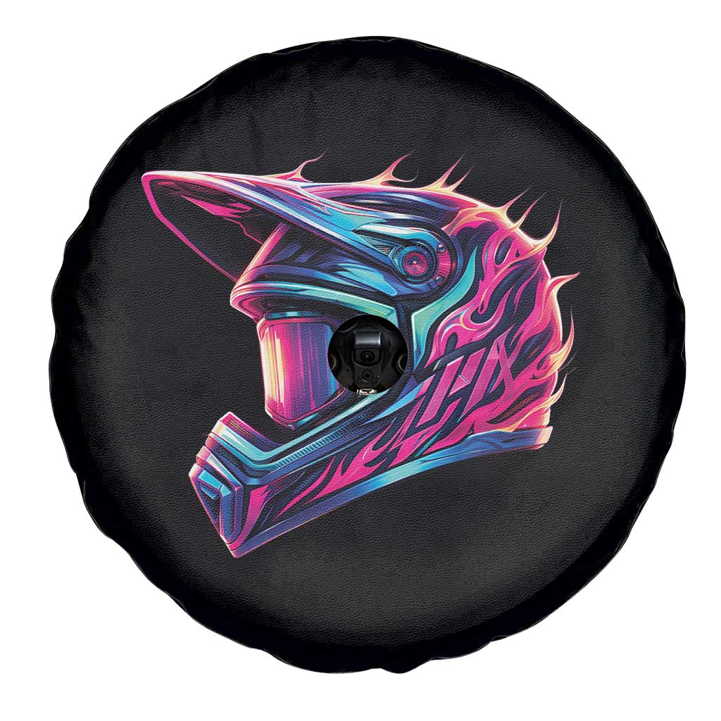 Motocross Helmet Neon Flame Graphic Dirt Bike Racing Spare Tire Cover