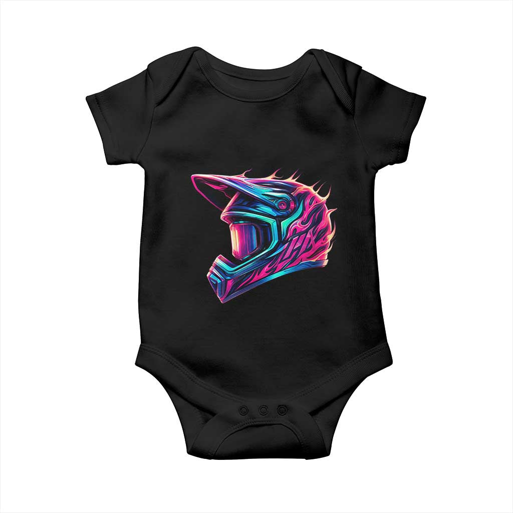 Motocross Helmet Neon Flame Graphic Dirt Bike Racing Baby Onesie