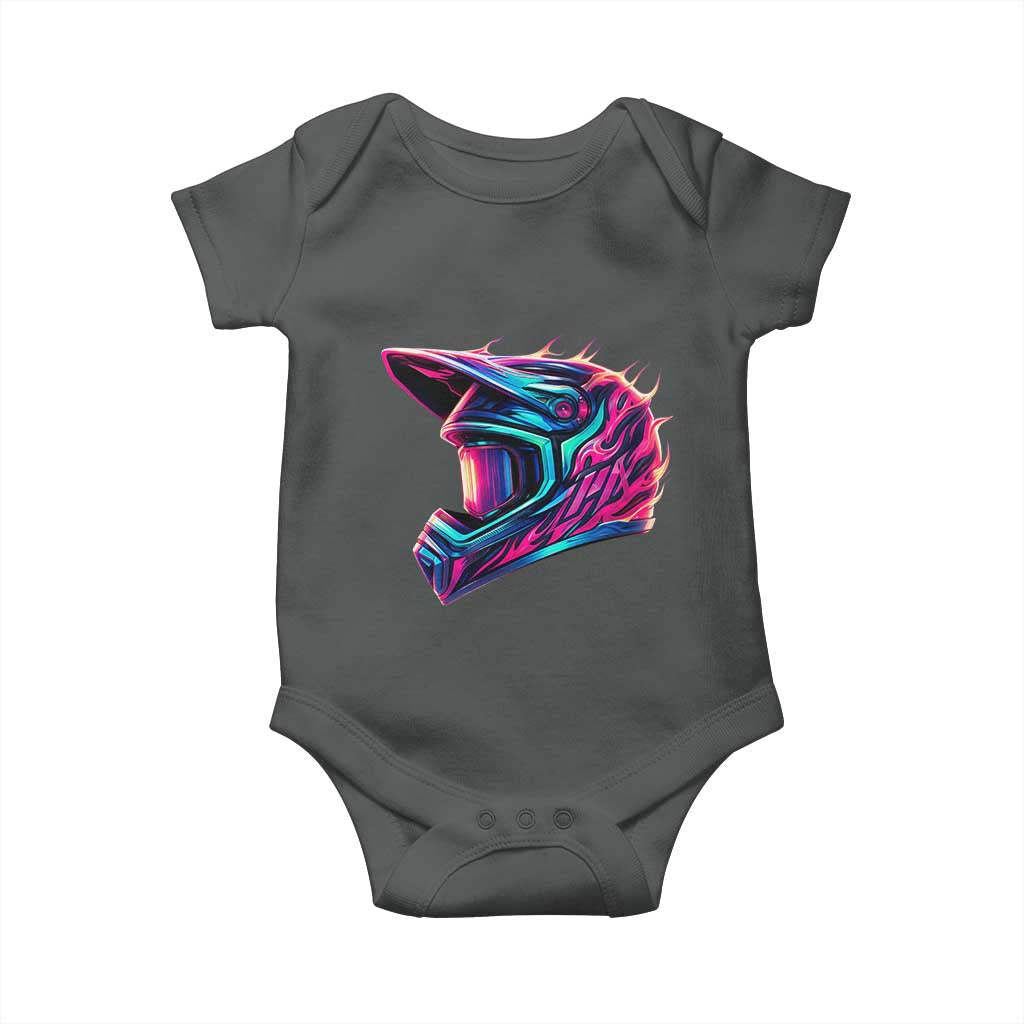 Motocross Helmet Neon Flame Graphic Dirt Bike Racing Baby Onesie