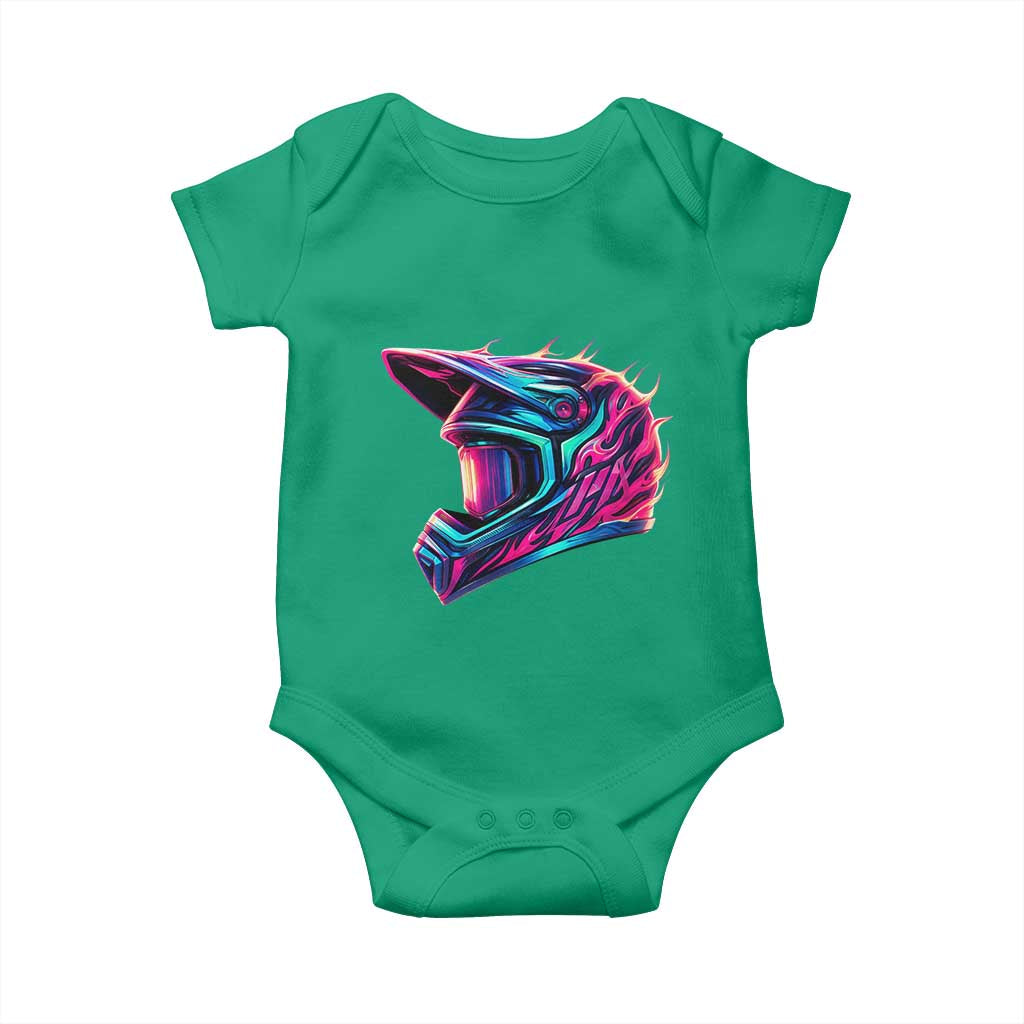 Motocross Helmet Neon Flame Graphic Dirt Bike Racing Baby Onesie
