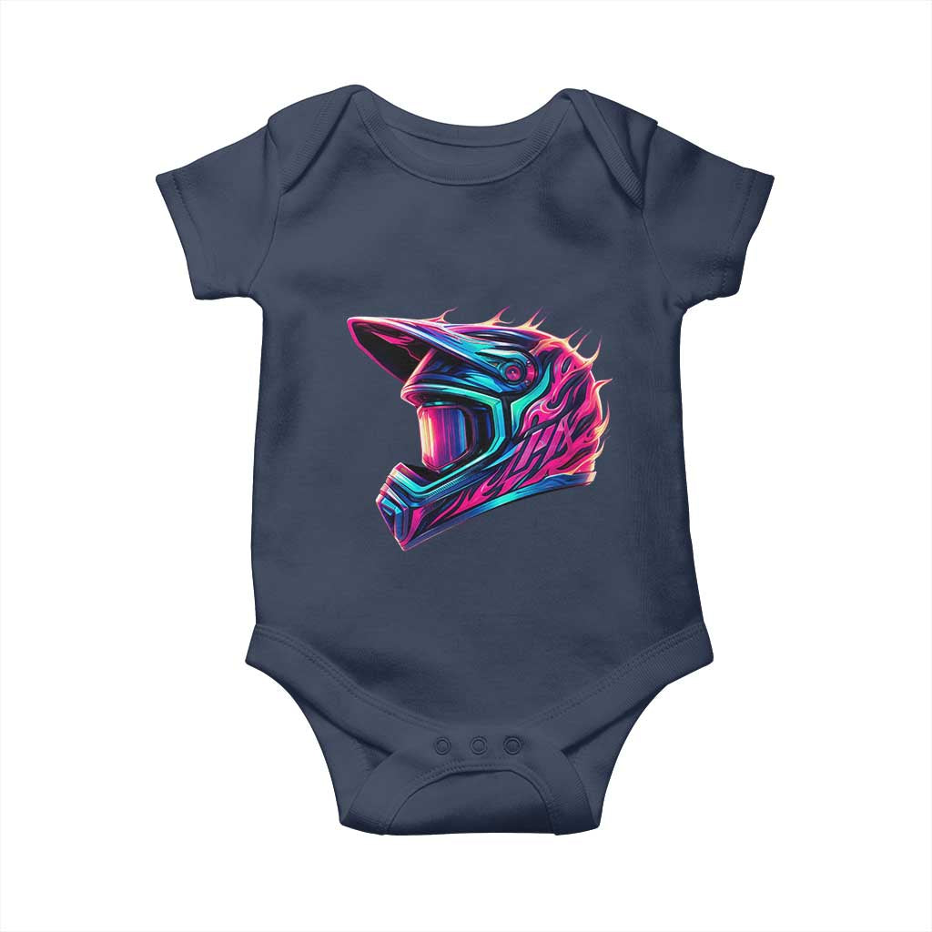 Motocross Helmet Neon Flame Graphic Dirt Bike Racing Baby Onesie