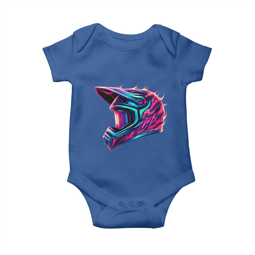 Motocross Helmet Neon Flame Graphic Dirt Bike Racing Baby Onesie