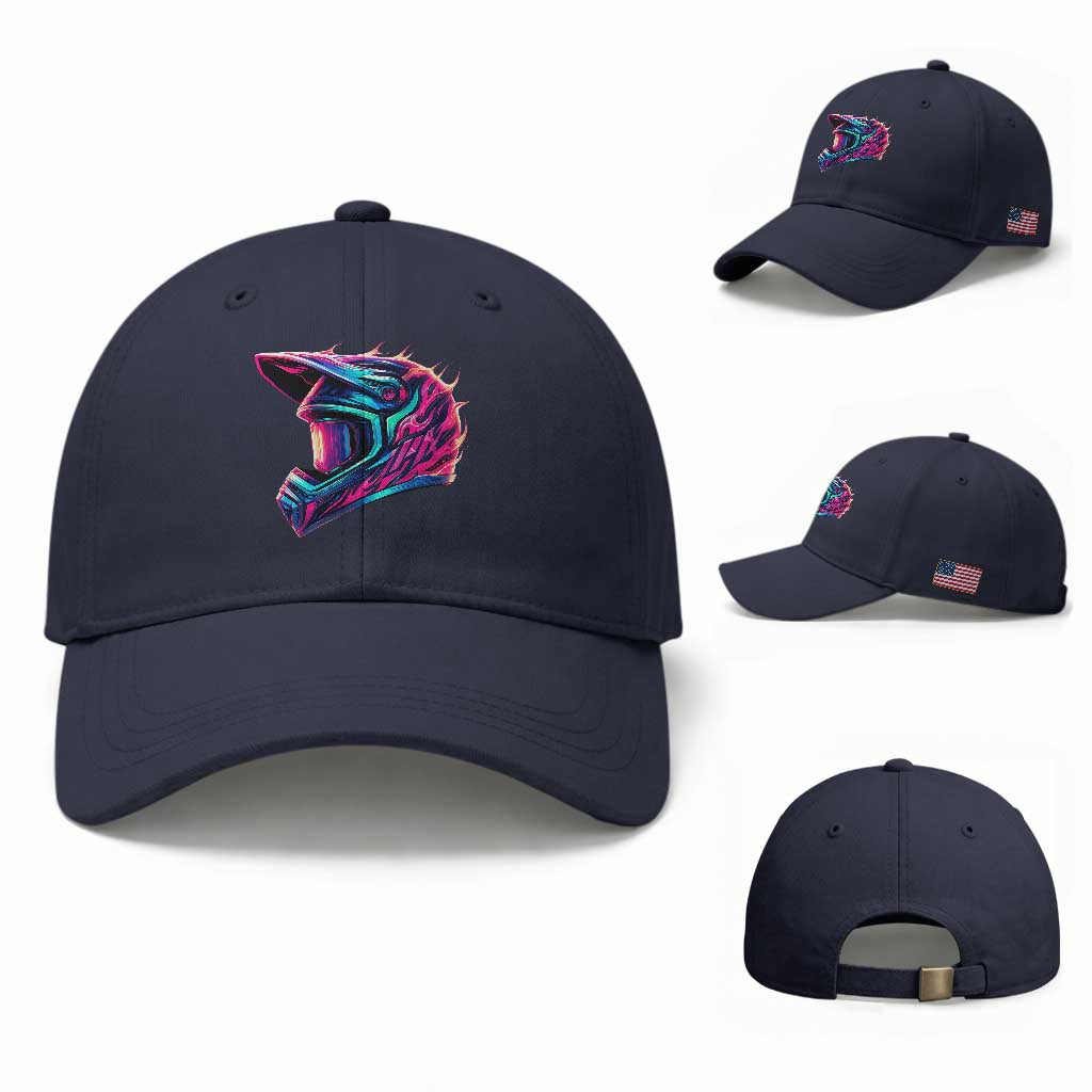 Motocross Helmet Neon Flame Graphic Dirt Bike Racing Baseball Cap