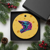 Motocross Helmet Neon Flame Graphic Dirt Bike Racing Ceramic Ornament