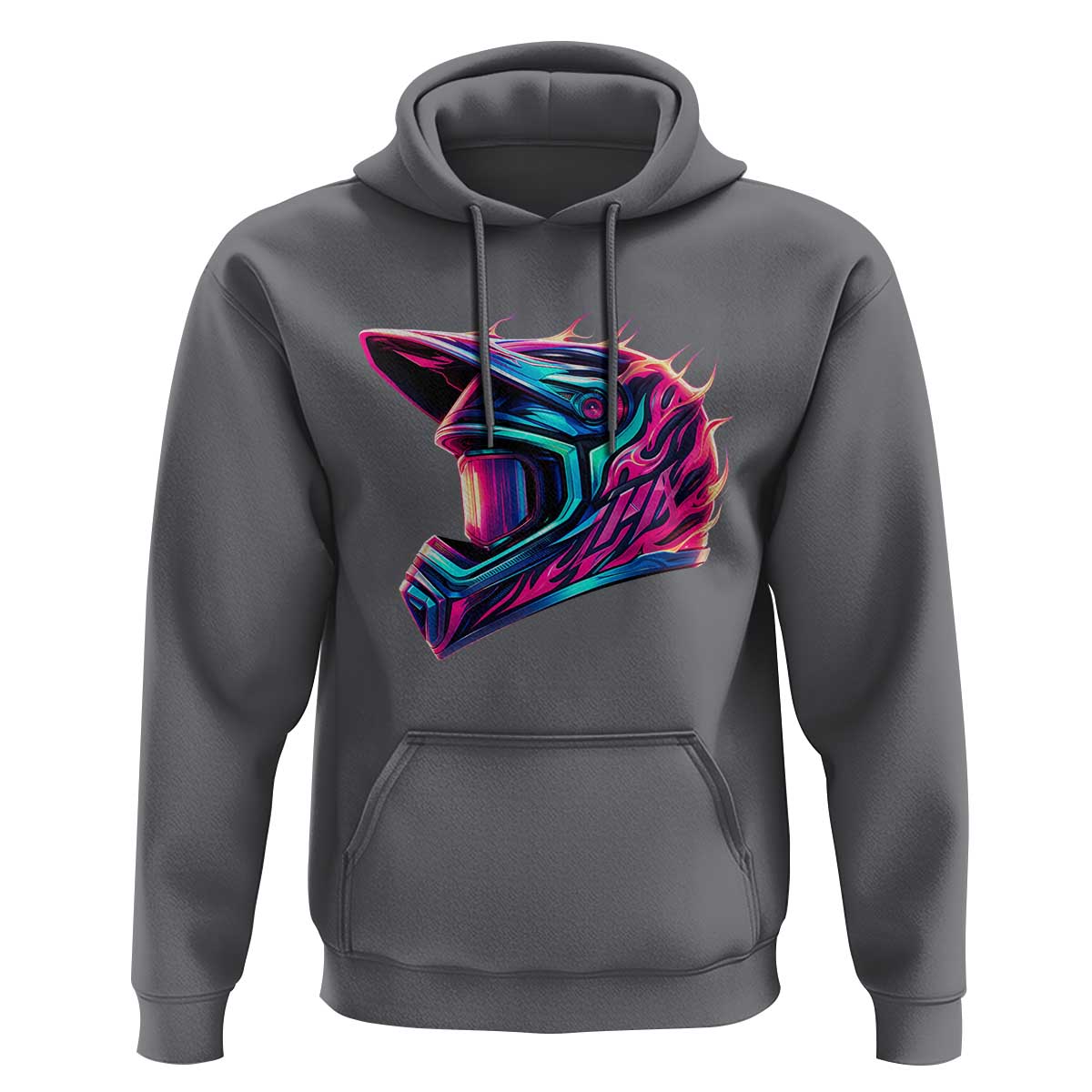 Motocross Helmet Neon Flame Graphic Dirt Bike Racing Hoodie