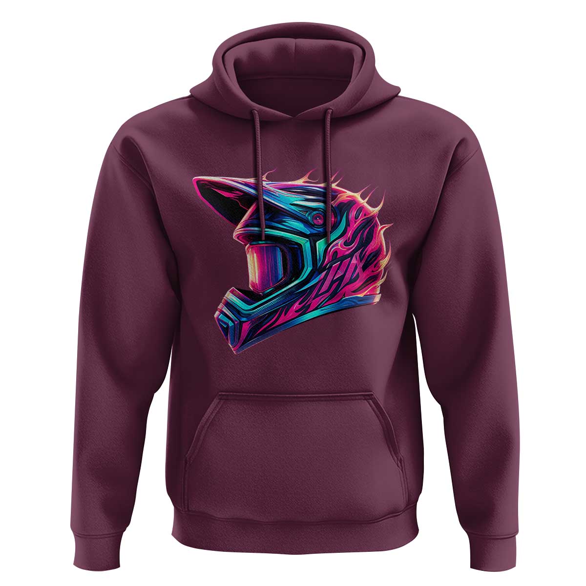 Motocross Helmet Neon Flame Graphic Dirt Bike Racing Hoodie