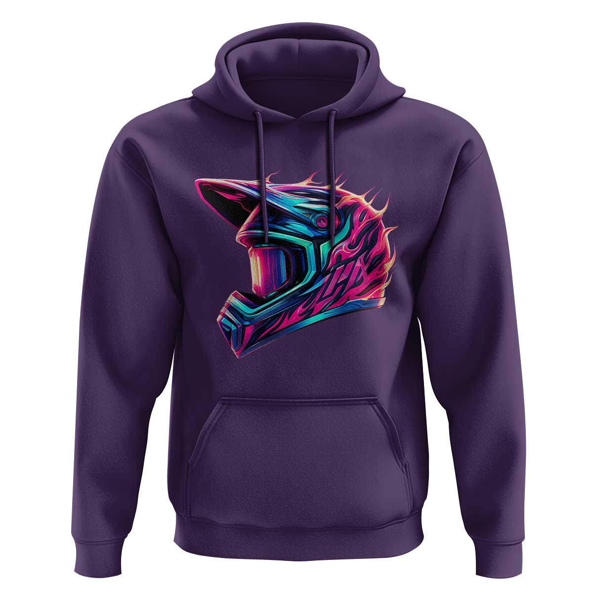 Motocross Helmet Neon Flame Graphic Dirt Bike Racing Hoodie