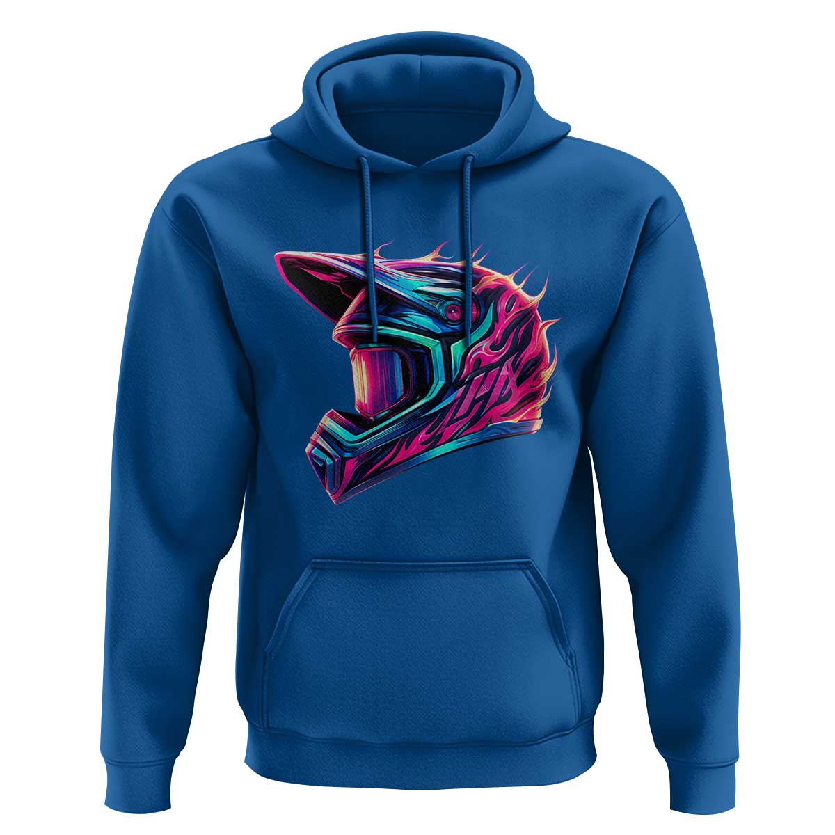 Motocross Helmet Neon Flame Graphic Dirt Bike Racing Hoodie