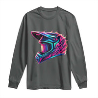 Motocross Helmet Neon Flame Graphic Dirt Bike Racing Long Sleeve Shirt