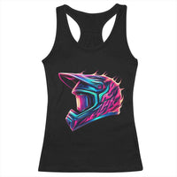 Motocross Helmet Neon Flame Graphic Dirt Bike Racing Racerback Tank Top