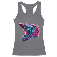 Motocross Helmet Neon Flame Graphic Dirt Bike Racing Racerback Tank Top