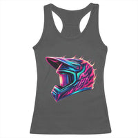 Motocross Helmet Neon Flame Graphic Dirt Bike Racing Racerback Tank Top