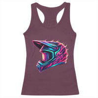 Motocross Helmet Neon Flame Graphic Dirt Bike Racing Racerback Tank Top