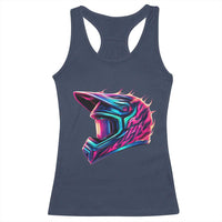 Motocross Helmet Neon Flame Graphic Dirt Bike Racing Racerback Tank Top