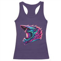 Motocross Helmet Neon Flame Graphic Dirt Bike Racing Racerback Tank Top