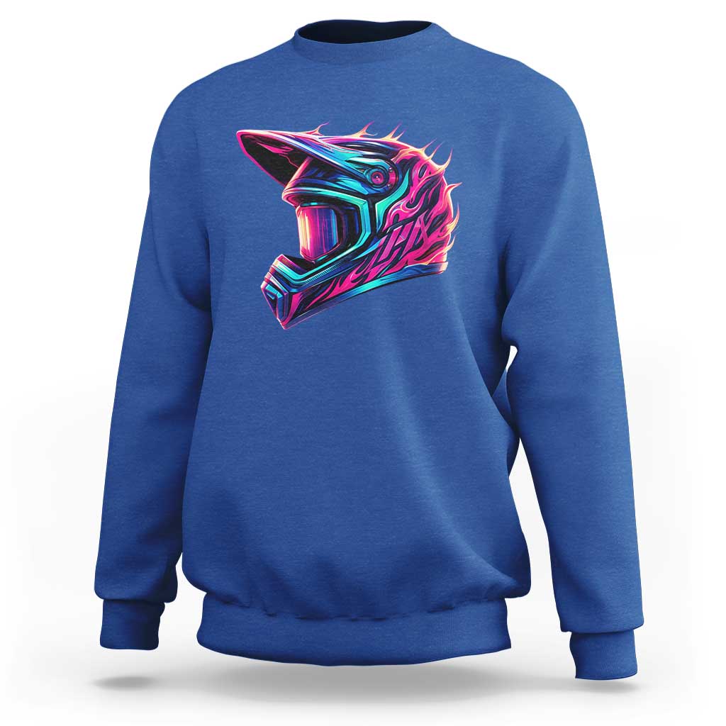 Motocross Helmet Neon Flame Graphic Dirt Bike Racing Sweatshirt