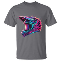 Motocross Helmet Neon Flame Graphic Dirt Bike Racing T Shirt