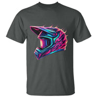 Motocross Helmet Neon Flame Graphic Dirt Bike Racing T Shirt
