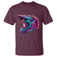 Motocross Helmet Neon Flame Graphic Dirt Bike Racing T Shirt
