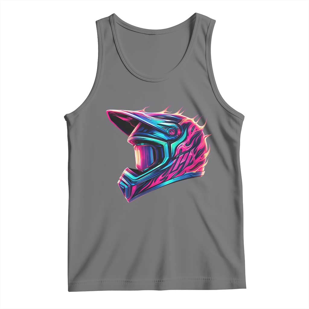 Motocross Helmet Neon Flame Graphic Dirt Bike Racing Tank Top