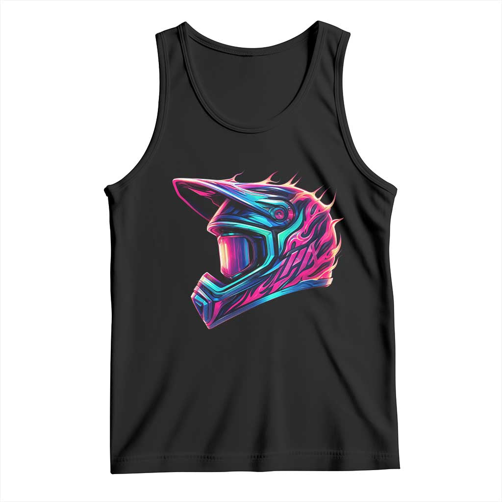 Motocross Helmet Neon Flame Graphic Dirt Bike Racing Tank Top