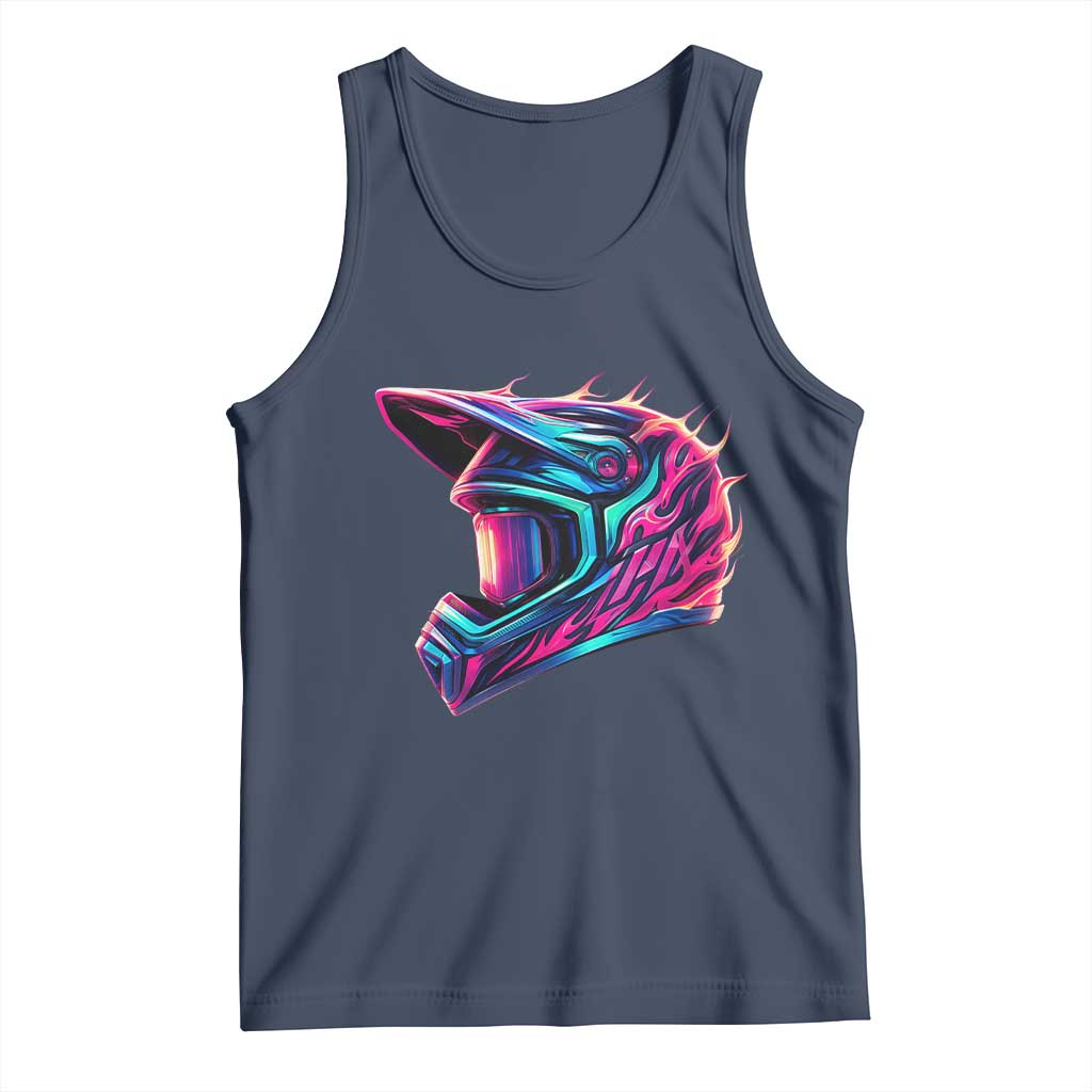 Motocross Helmet Neon Flame Graphic Dirt Bike Racing Tank Top