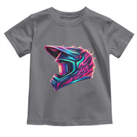 Motocross Helmet Neon Flame Graphic Dirt Bike Racing Toddler T Shirt