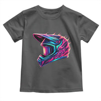 Motocross Helmet Neon Flame Graphic Dirt Bike Racing Toddler T Shirt