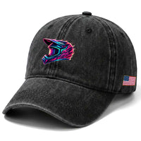 Motocross Helmet Neon Flame Graphic Dirt Bike Racing Washed Cotton Baseball Cap